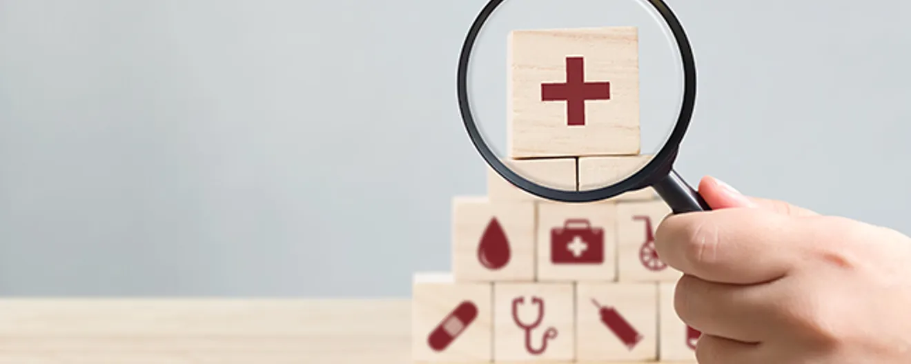 vergrootglas iconen zorg