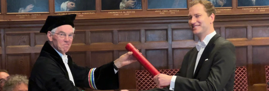 Robert Helling tijdens zijn promotie bij de Universiteit van Utrecht