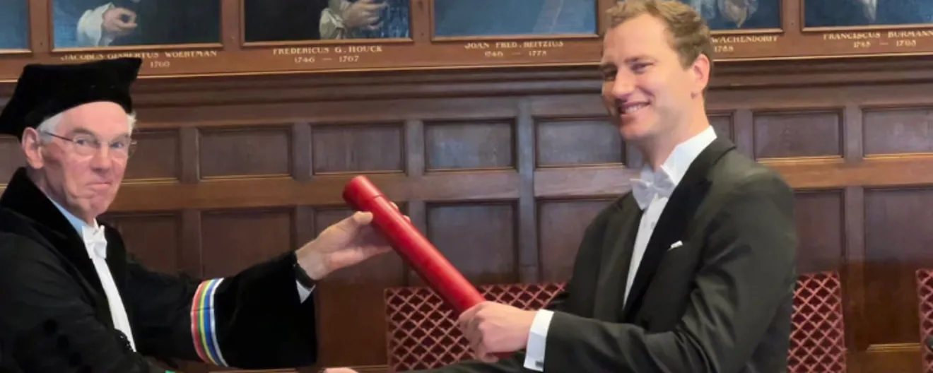 Robert Helling tijdens zijn promotie bij de Universiteit van Utrecht