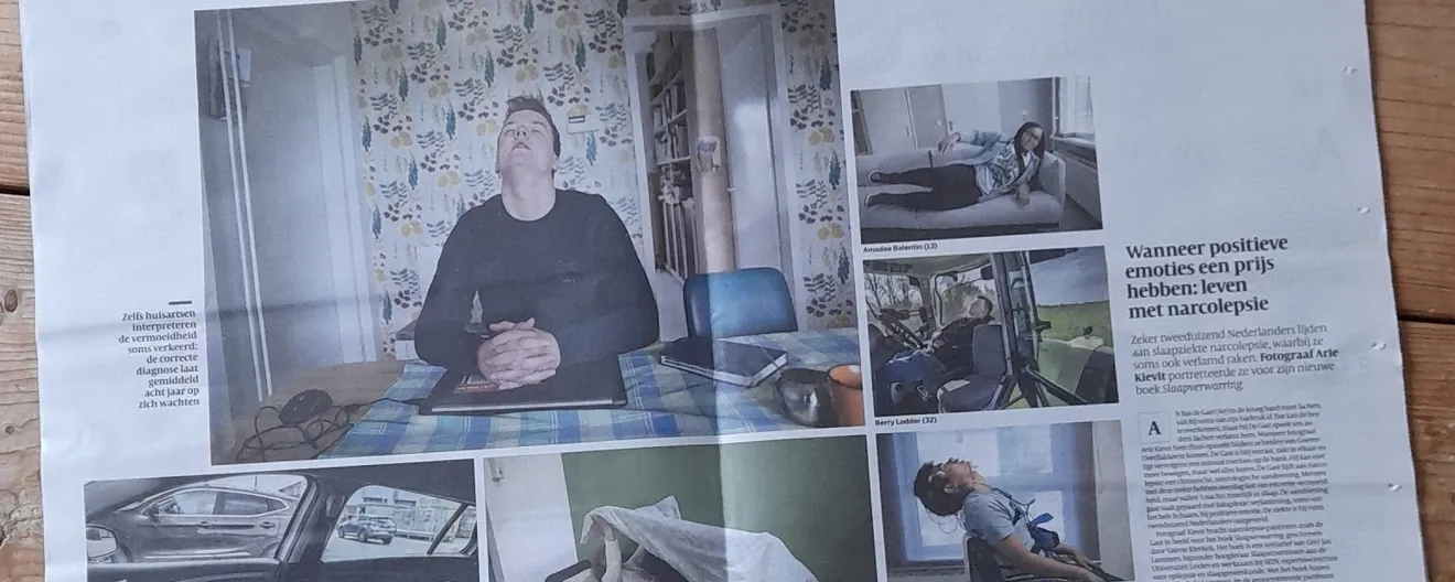 volkskrant artikel met foto's uit het boek slaapverwarring over narcolepsie